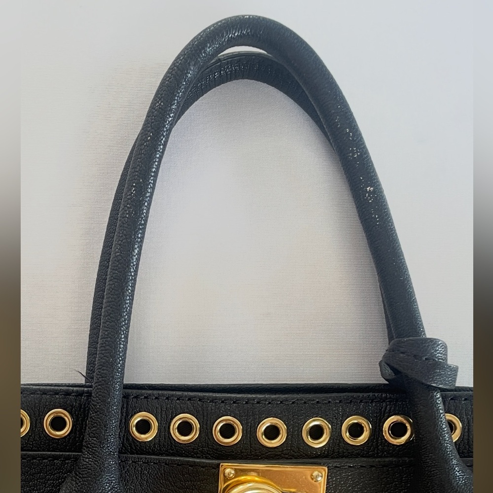 Michael Kors Hamilton Large Black Tote with Gold Accents and Chain - Picture 10 of 10